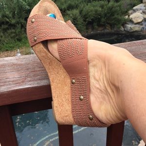 Neutral colored platform shoes